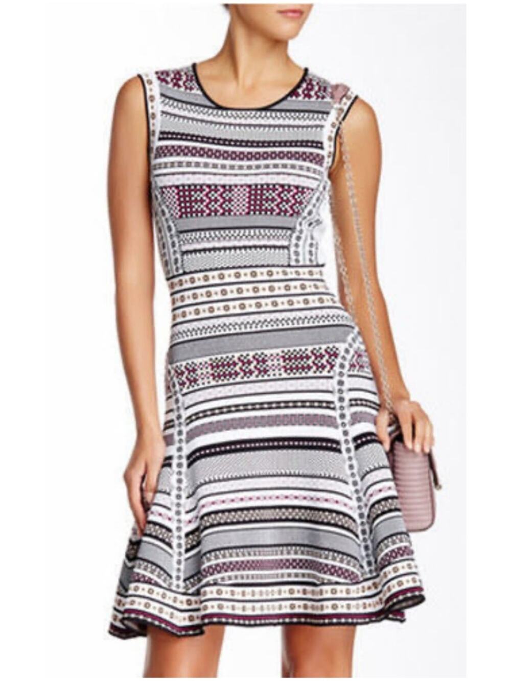 Diane Von Furstenberg Eleanor‎ Jacquard A Line Dress Printed Chic Size M